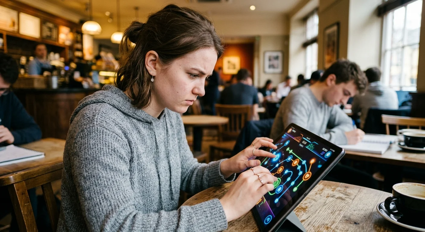 Player practicing hand coordination games on screen to improve reflexes