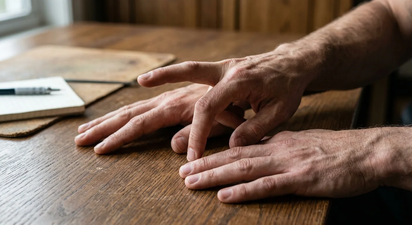 Hands on a table demonstrating finger isolation exercise for motor control training