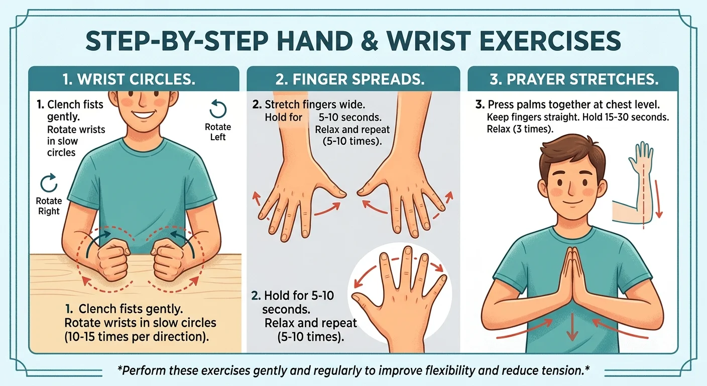 Warm-up stretches for hand motion coordination exercises